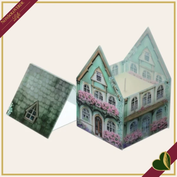 Contenitore candela in vetro Cottage verde con profumazione Peony & Litchi, altezza 13 cm