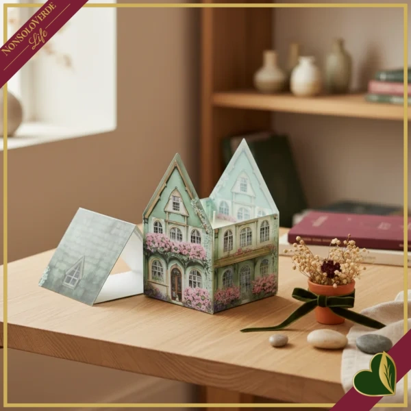 Contenitore candela in vetro Cottage verde con profumazione Peony & Litchi, altezza 13 cm