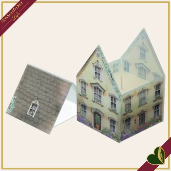 Contenitore candela in vetro Cottage giallo con profumazione Oud, altezza 13 cm