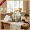 Contenitore candela in vetro Cottage giallo con profumazione Oud, altezza 13 cm