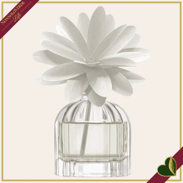 Profumatore d’ambiente in vetro con fiore in legno Iris Cipriato, 60 ml