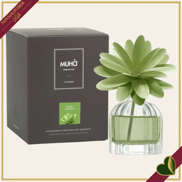 Profumatore d’ambiente in vetro con fiore in legno Mosto Supremo, 60 ml