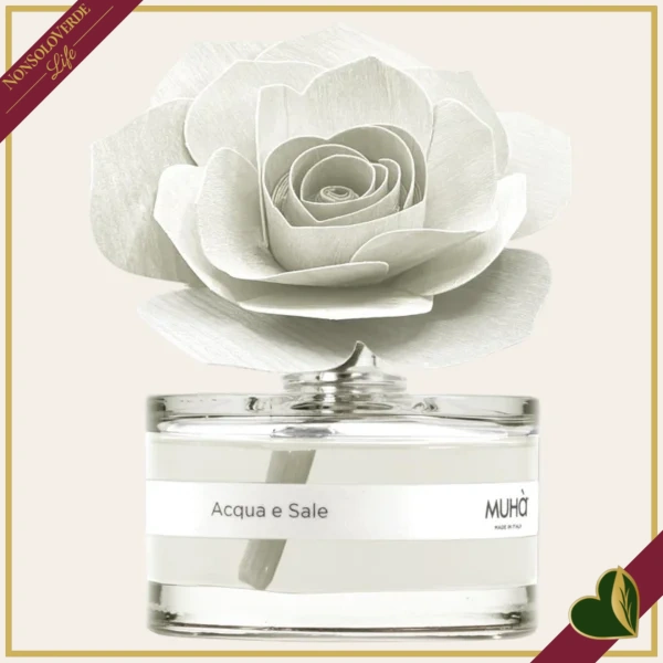 Profumatore d’ambiente Acqua e Sale con rosa in legno, 50 ml