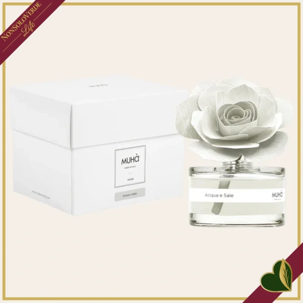 Profumatore d’ambiente Acqua e Sale con rosa in legno, 50 ml