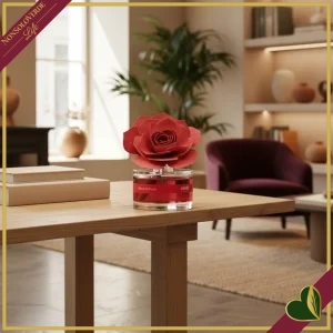 Profumatore d’ambiente con rosa in legno Petali di Rosa, 50 ml