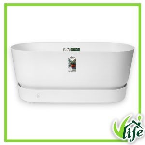 Fioriera con ruote Greenville bianco 80 cm