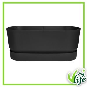 Fioriera con ruote Greenville nero lavagna 80 cm