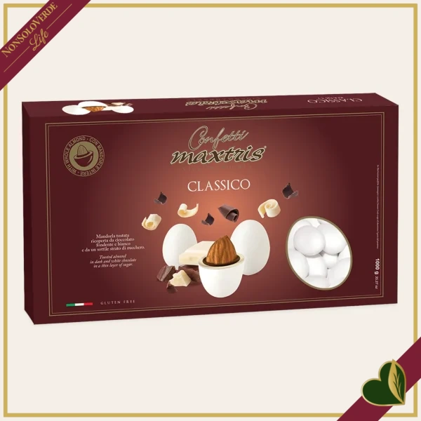 Confetti Maxtris classici bianchi con mandorla tostata e doppio cioccolato, 1 chilogrammo