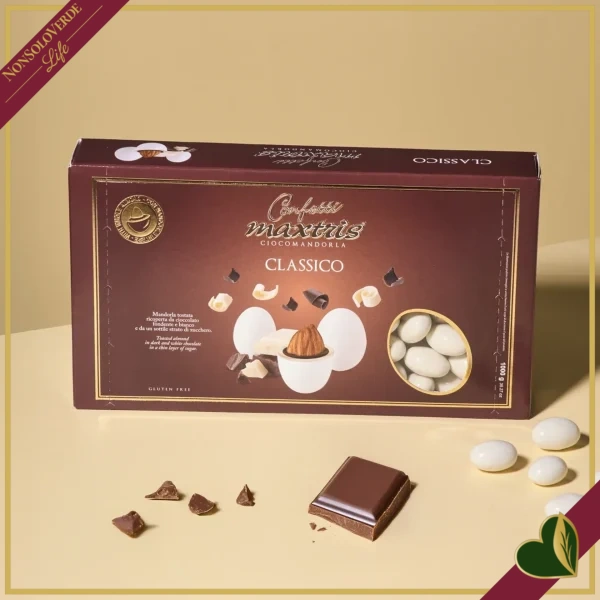 Confetti Maxtris classici bianchi con mandorla tostata e doppio cioccolato, 1 chilogrammo