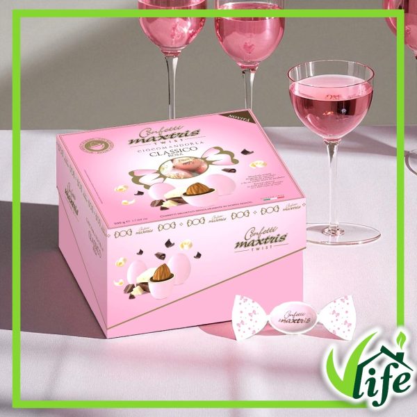 Confetti Maxtris Twist Rosa con mandorla e cioccolato 500 gr