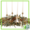 Centrotavola natalizio con candelabro a 4 candele e decorazioni oro lunghezza 100 cm