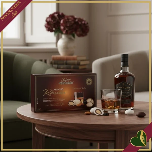 Confetti Maxtris Almond Rhum HavanaCuba, bianchi con mandorla tostata e cioccolato extra fondente 70%, 500 grammi
