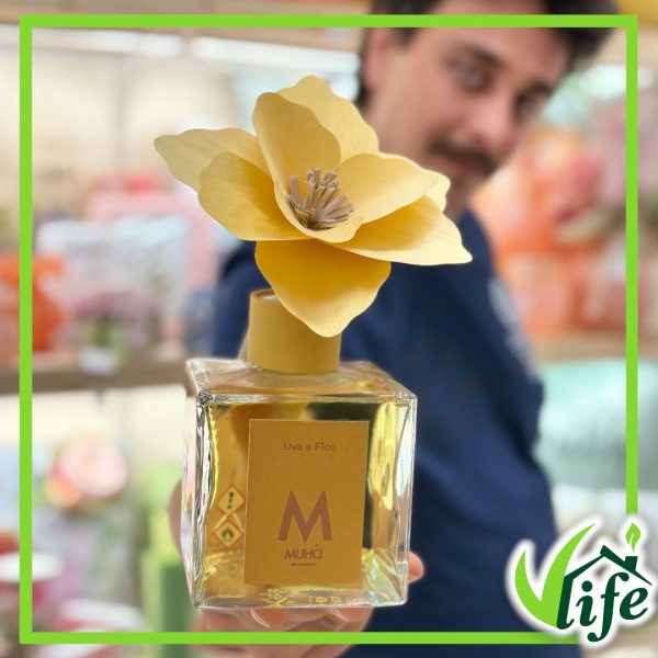 Diffusore d’Ambiente Magnolia con Fiore in Legno di Betulla – Fragranza Tonka e Sandalo, 100 ml