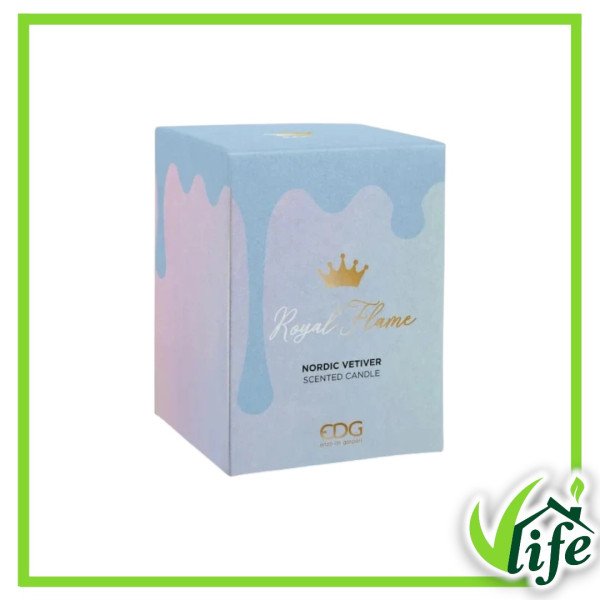 Candela Profumata Royal Flame in Vetro con Coperchio a Forma di Corona – Altezza 12,5 cm, 3 modelli assortiti