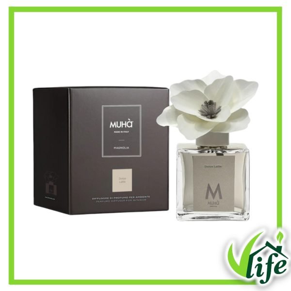 Diffusore d’Ambiente Magnolia con Fiore in Legno di Betulla – Fragranza Dolce Latte, 250 ml
