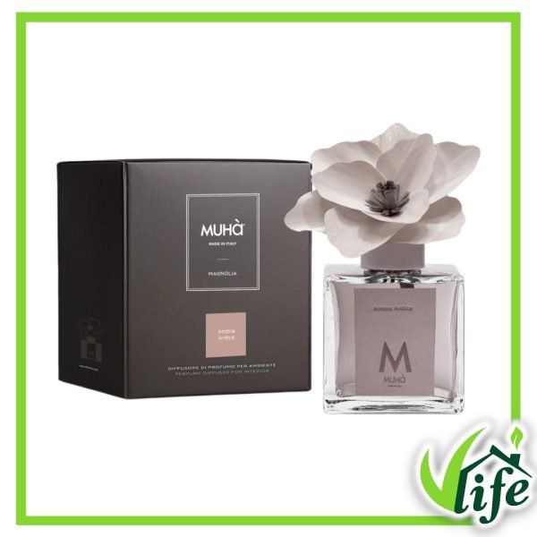 Diffusore d’Ambiente Magnolia con Fiore in Legno di Betulla – Fragranza Ambra Antica, 250 ml