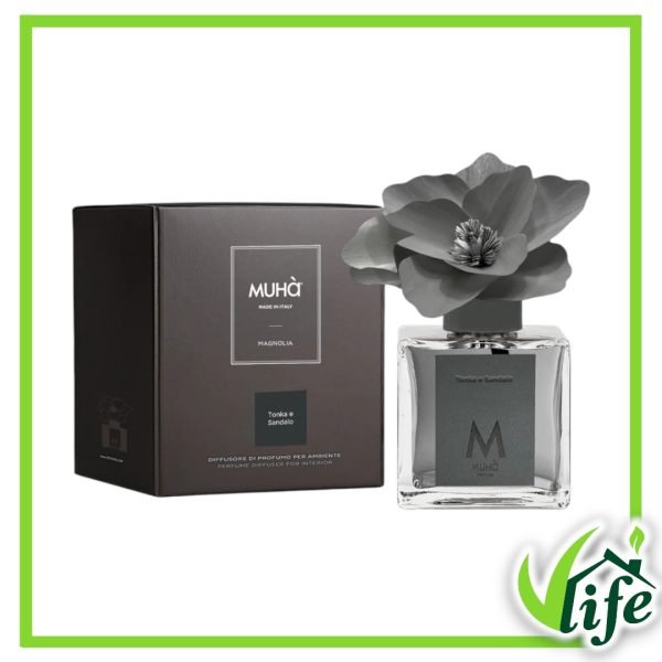 Diffusore d’Ambiente Magnolia con Fiore in Legno di Betulla – Fragranza Tonka e Sandalo, 100 ml
