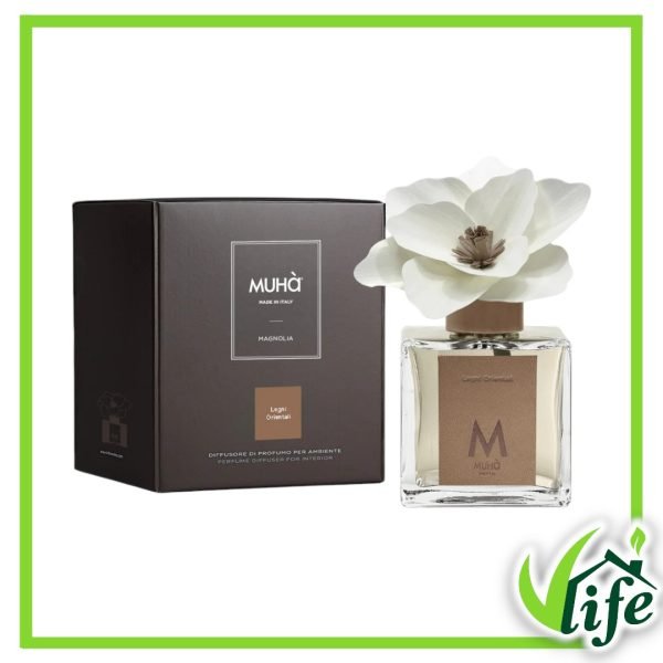 Diffusore d’Ambiente Magnolia con Fiore in Legno di Betulla – Fragranza Legni Orientali, 250 ml