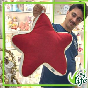 Cuscino natalizio sagomato a forma di Stella Rossa 45x45x9 cm – Made in Italy