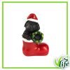 Cagnolino con Cappello Natalizio nella Calza in Resina – Altezza 12 cm, 2 modelli