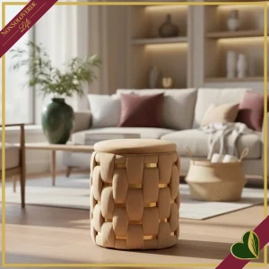 Pouf contenitore “Shanty” oro, altezza 35 cm
