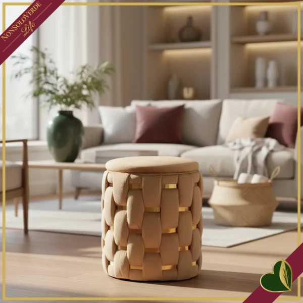 Pouf contenitore “Shanty” oro, altezza 35 cm