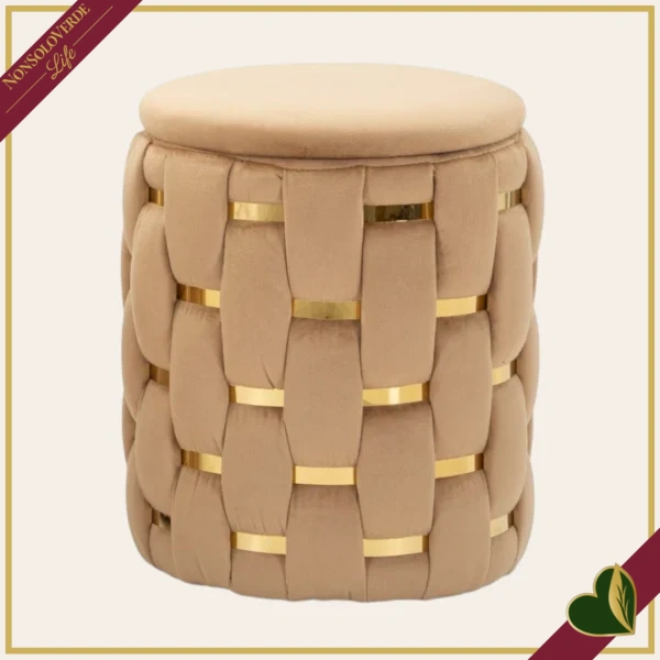 Pouf contenitore “Shanty” oro, altezza 35 cm