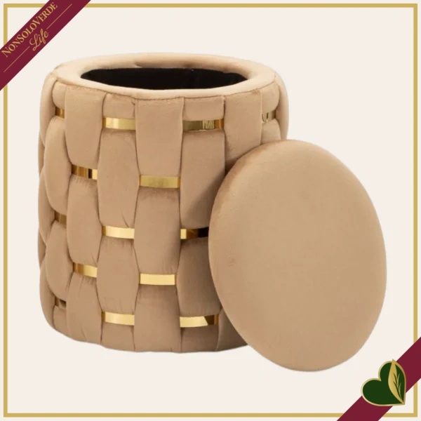 Pouf contenitore “Shanty” oro, altezza 35 cm