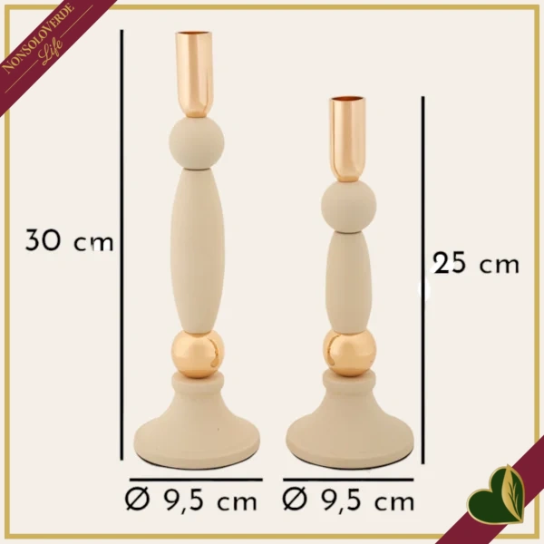 Portacandela “Strek” crema, altezza 25 cm