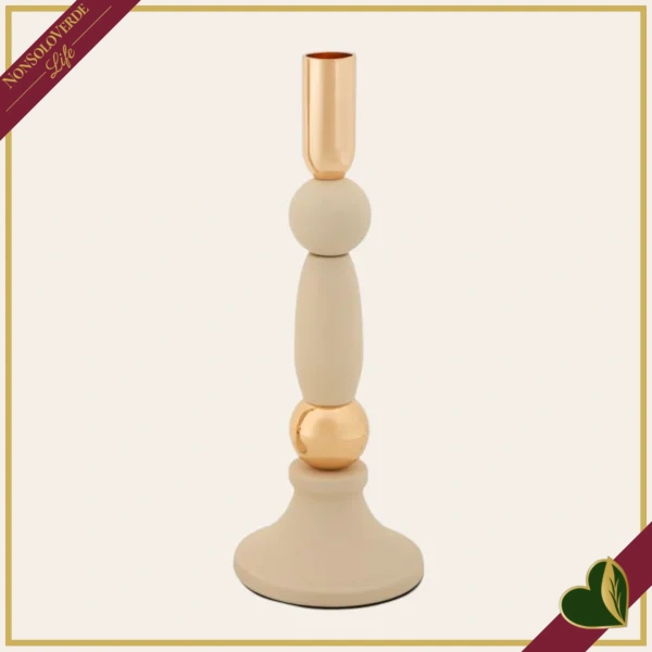 Portacandela “Strek” crema, altezza 25 cm