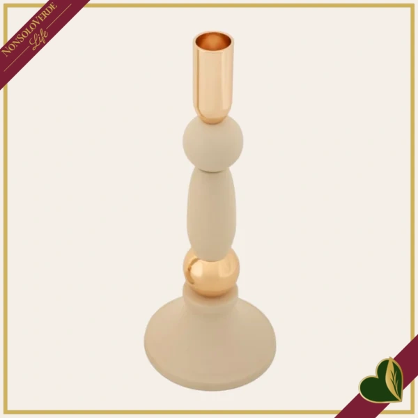 Portacandela “Strek” crema, altezza 25 cm