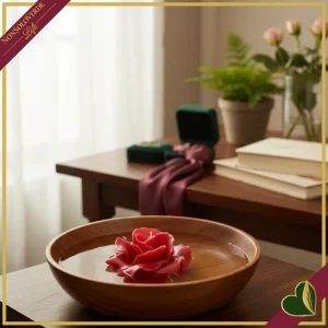 Candela galleggiante a forma di rosa in cera color rosso scuro, diametro 11 cm