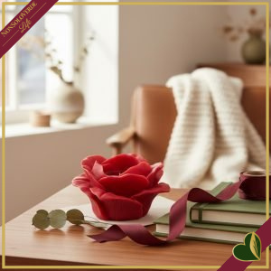Candela decorativa a forma di rosa Giant, altezza 17,5 cm