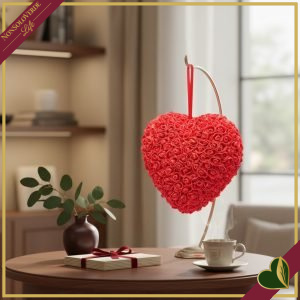 Decoro cuore di rose da appendere, altezza 24 cm