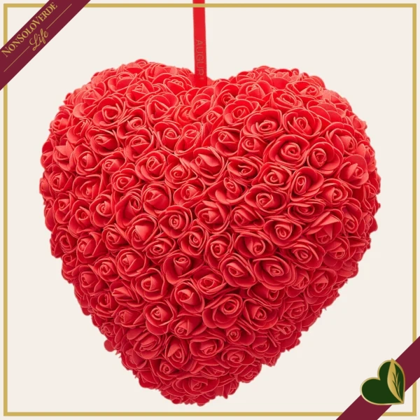 Decoro cuore di rose da appendere, altezza 24 cm