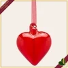 Cuore decorativo in vetro soffiato rosso, diametro 6 cm