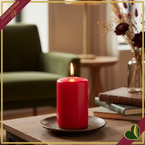 Candela classica cilindrica rossa in cera, altezza 10 cm