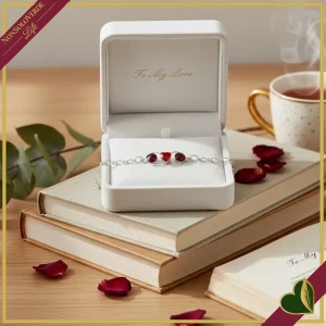 Bracciale “Myla” con cuore di cristallo rosso e dettagli effetto degradé in rodio anallergico