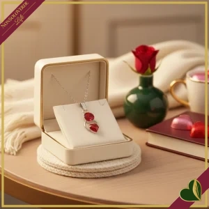 Girocollo “Amore” con ciondolo cuore di cristallo rosso e punto luce
