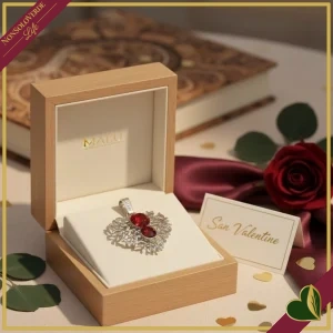 Girocollo “Feel” con ciondolo cuore traforato e cristalli rossi effetto degradé