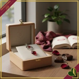 Girocollo “Platone” con ciondolo cerchio e cuore pendente in cristallo rosso