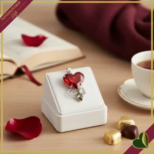 Girocollo “Sq Heart” con ciondolo cuore maxi e cristalli rossi effetto degradé