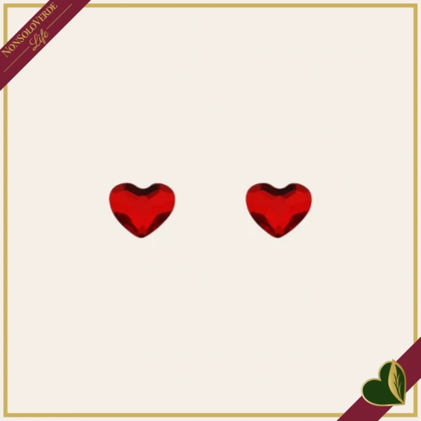 Orecchini punto luce “Cuore” con cristallo rosso