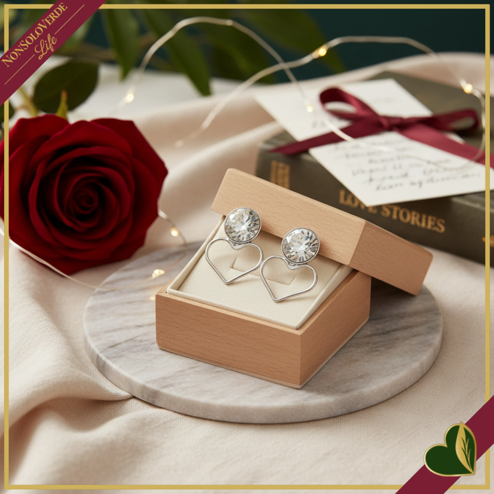 Orecchini punto luce “Heart St” con cuore in filo e cristallo Crystal