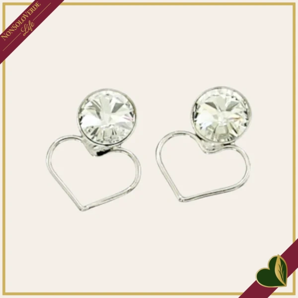 Orecchini punto luce “Heart St” con cuore in filo e cristallo Crystal