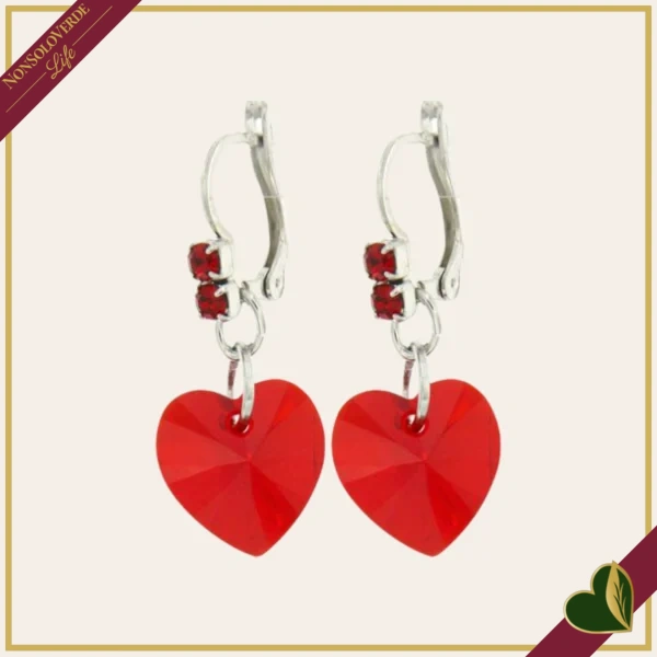 Orecchini “Spot” Cuore Mini con cristalli rossi