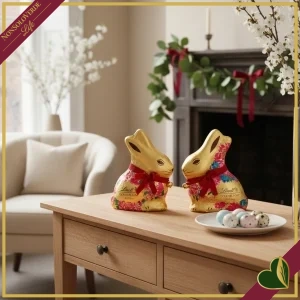 Coniglietto di Pasqua Lindt Gold Bunny Flower, con campanellino, cioccolato al latte, 200 grammi