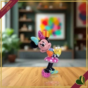 8000000101938-0- Mini statuetta Disney by Britto “Minnie che arrossa” in resina dipinta a mano, altezza 8 cm