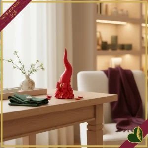 8022934218292-0 Cornetto portafortuna rosso decorato con fiori e fiocchetto, altezza 9 cm