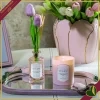 Diffusore profumato bianco “Spring Tulips” 100 ml in vetro con tulipani decorativi, diametro 6 cm
